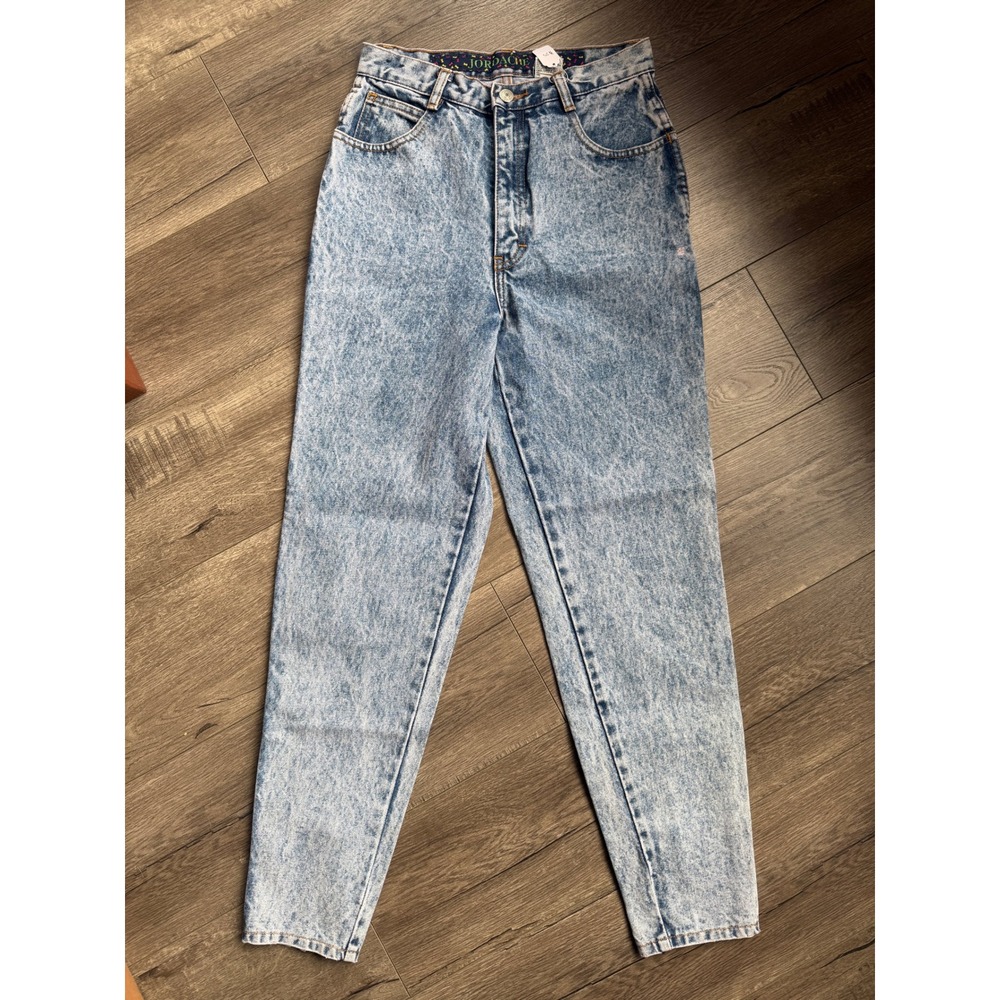 Vintage Jordache Acid Wash High Waisted Ankle Zip Tapered Jeans 1980s
